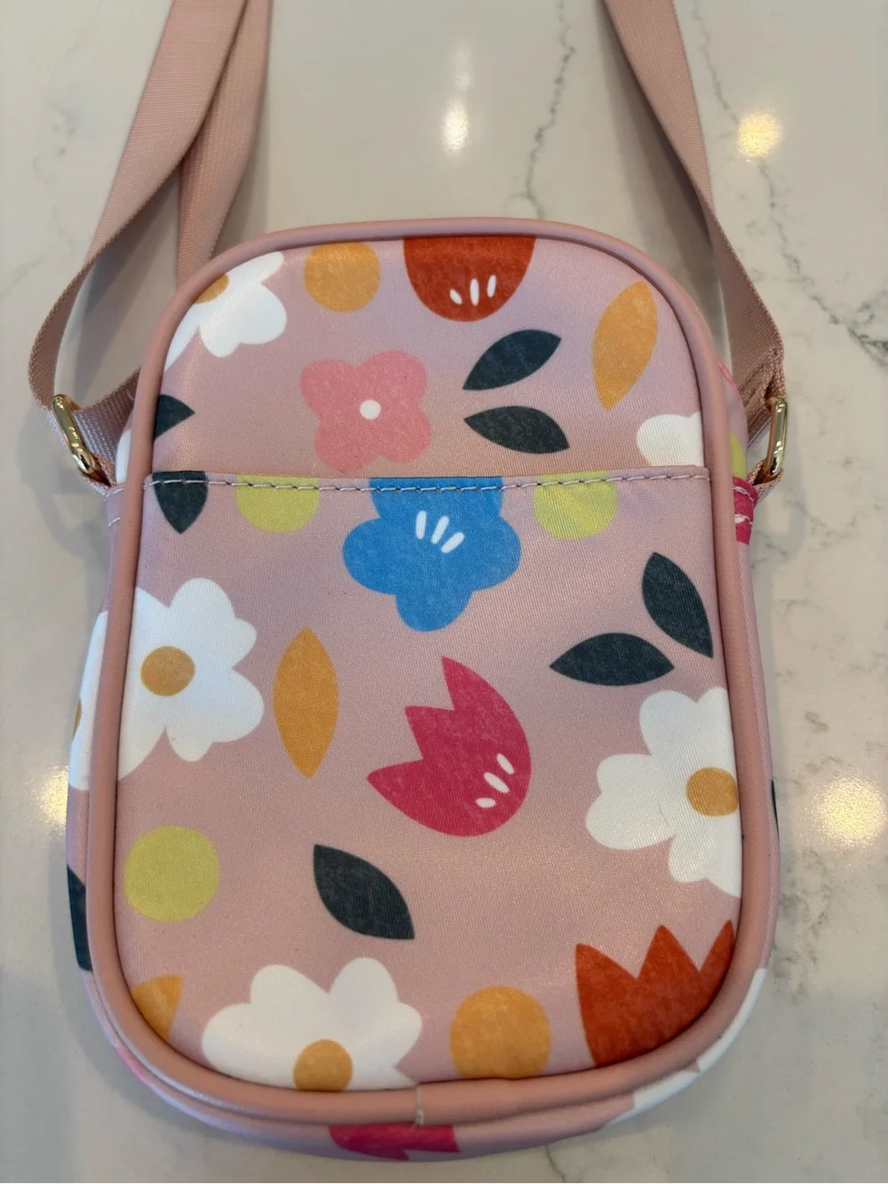 Kids Pink Floral Crossbody Bag with Adjustable Strap